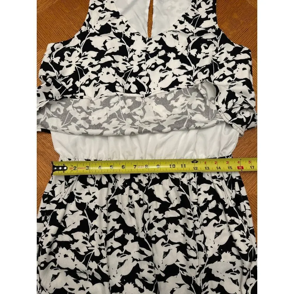 Banana Republic Black and White Layered Romper Size 12 - Picture 4 of 6